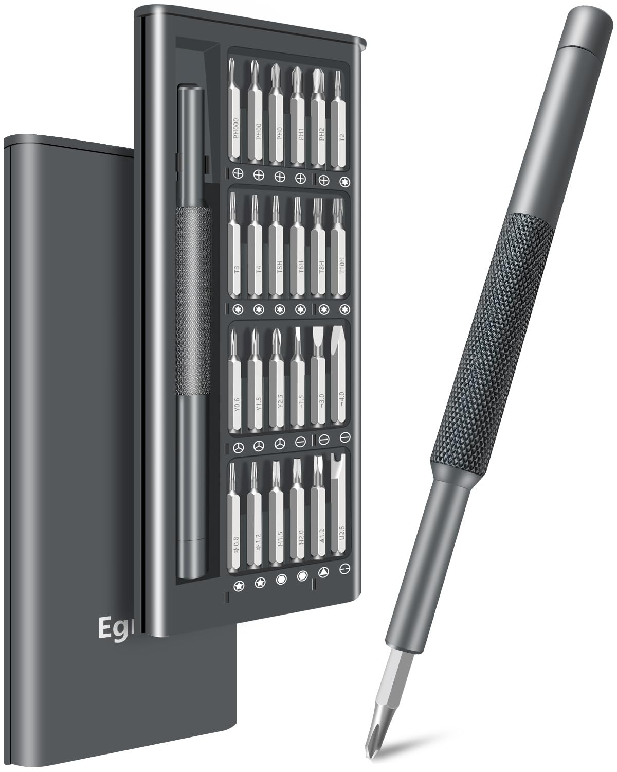Egmen Small Screwdriver Set, 25 in 1 Mini Screwdriver Set with Torx, Phillips, Flat Head, Hex, for Ring Doorbell, Glasses, Watch, Jewelers, PC, Laptop and More, Repair Precision Screw Driver Set Kit