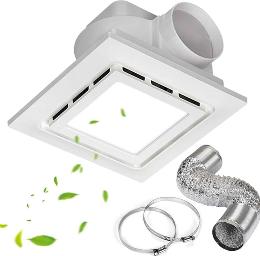 12" Silent Exhaust Fan with 6500K LED Light - 144 CFM Bathroom Ventilation