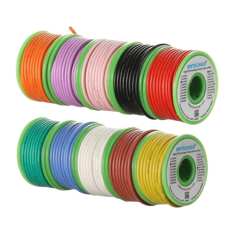 16 AWG Silicone Wire Kit - 10 Colors, 25 ft Each, Flexible Tinned Copper