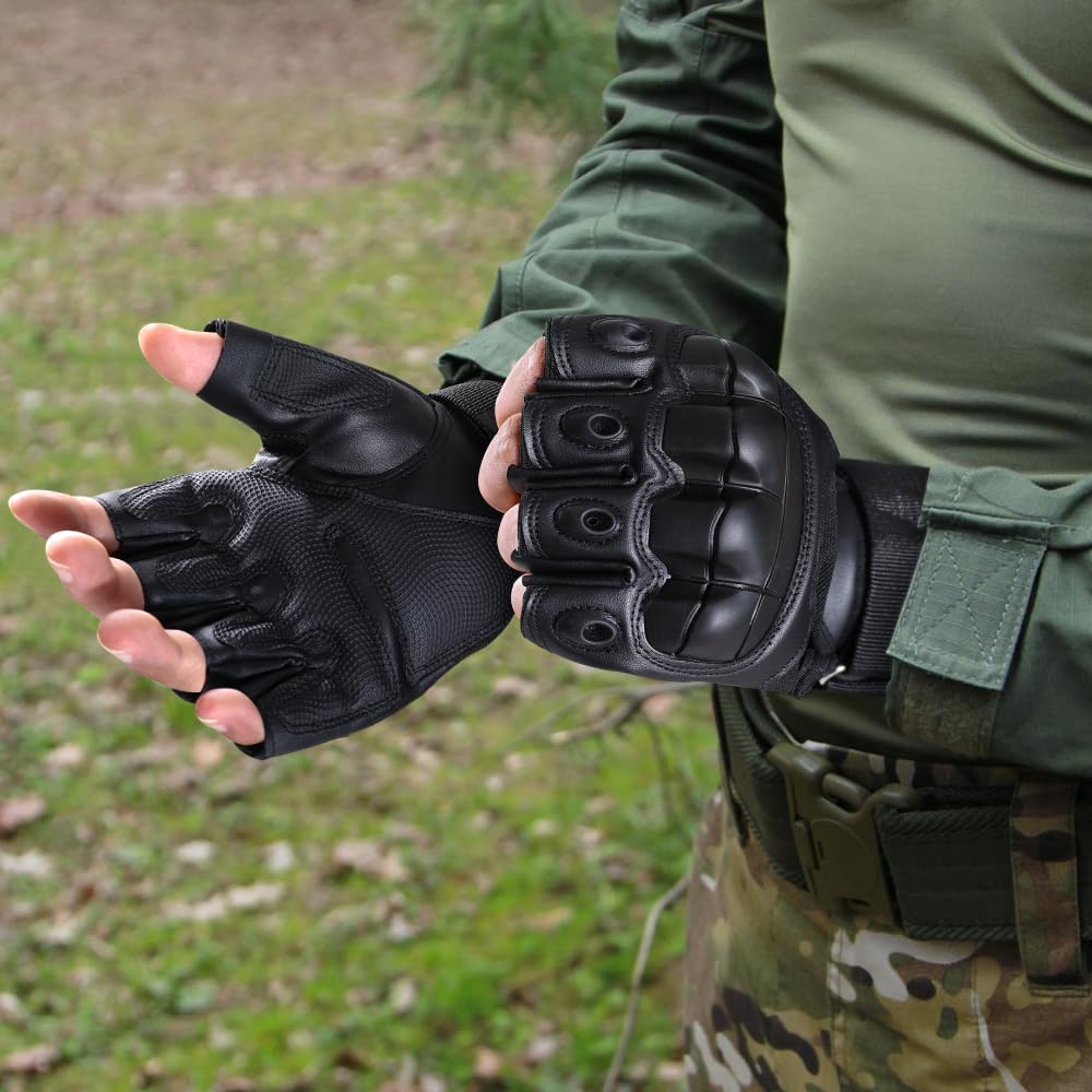 AXBXCX Fingerless Tactical Gloves for Men Women for Airsoft Paintball Cycling Motorcycle Summer Half Finger Gloves Black XL