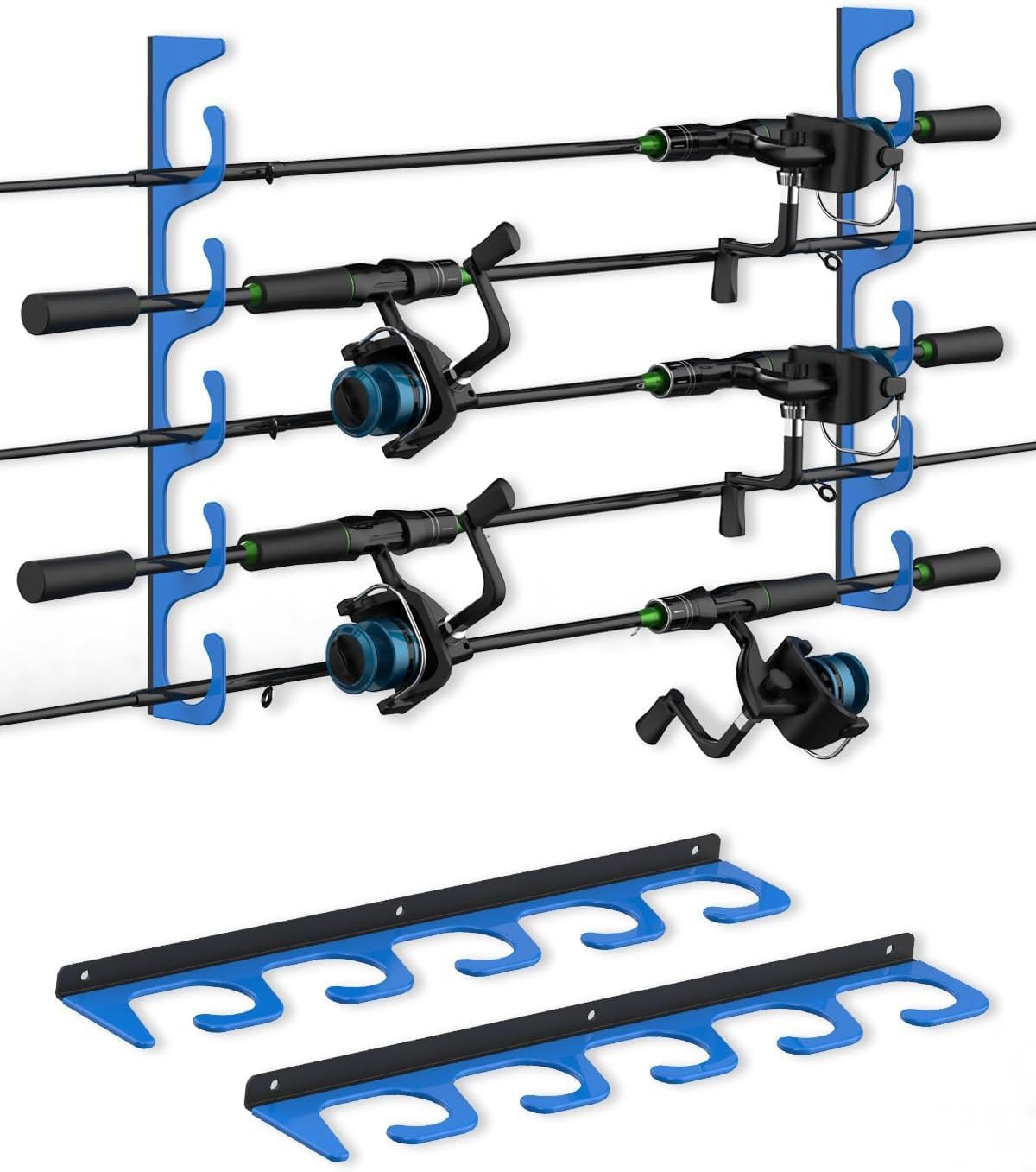 Skiennix Fishing Rod Holders - 5-Unit Wall & Ceiling Storage Rack for Most Fishing Rods | Durable Design