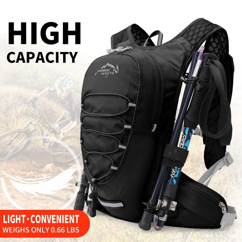 IX INOXTO Running Hydration Vest for Men Women Water Backpack for Running 3L Running Hydration Pack for Trail Running Marathon Race Hiking (Black-2L Water Bladder)