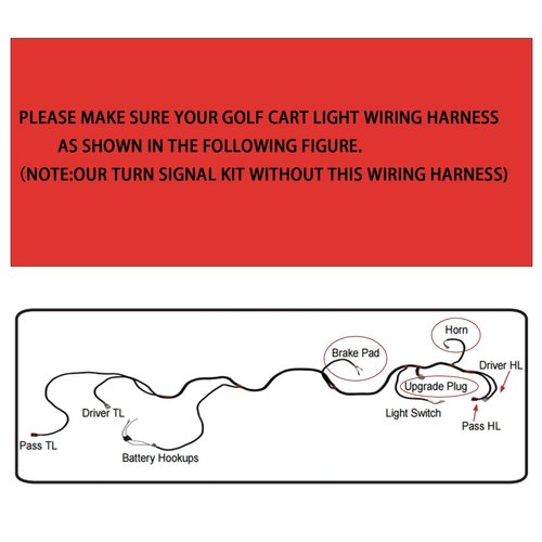 Orle Oko Golf Cart Turn Signal Kit with Horn Brake Light Switch 9-Pin Plug Deluxe Upgrade Wiring Harness - 12V Street Legal Light Kit for Club Car DS Precedent Tempo EZGO TXT RXV