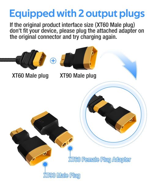 54.6V 3A / 5A Super Fast Charger for 48V Lithium Battery,7 Types of Plugs to Choose from, No Need Adapter,More Secure.Compatible with Most Plugs. with Cooling System (XT60/XT90(Male Plug))