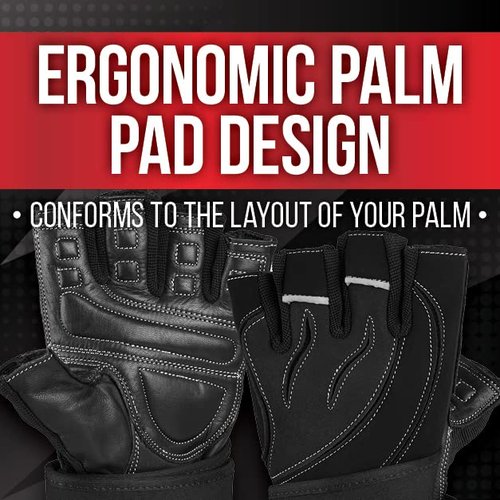 Victor Fitness Series-2 Fingerless Leather Men's Weightlifting Gloves with Full Palm Protection and Wrist Strap Support (Medium, Black)