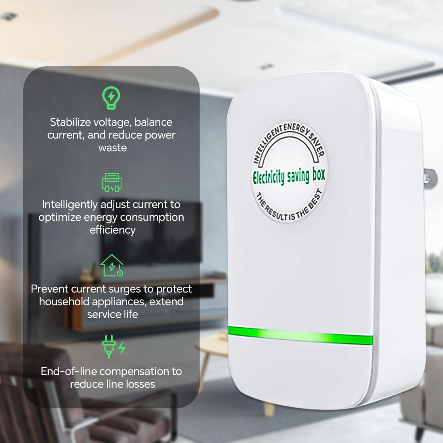 Power Saver Pro, Stop Watt Energy Saving Device, Intelligent Energy Savers Plug in, Electricity Saving Box Voltage Stabilizer for Home Office US Plug 90V-250V 30KW 2Pack