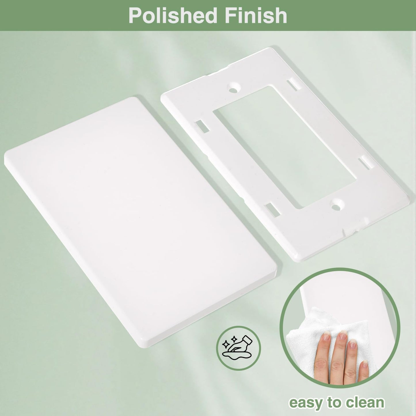 VJWEOU Screwless Blank Wall Plate Cover 4 Pack 1-Gang Blank Outlet Switch Covers Plate No Device Electrical Faceplate Standard Size 4.69" x 2.92" Impact Resistant, Gloss White