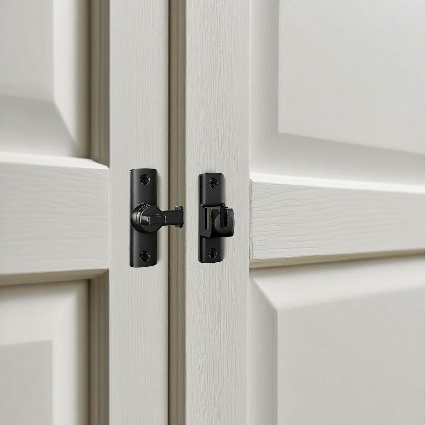 Upgraded Flip Door Latch, 90/180 Degree Heavy Duty Small Gate Lock for Safety and Privacy, Zinc Alloy Anti-Rust Latches for Barn Door, Sliding Door, Cabinet, Bathroom, Window Hardware (Black, 1PC)