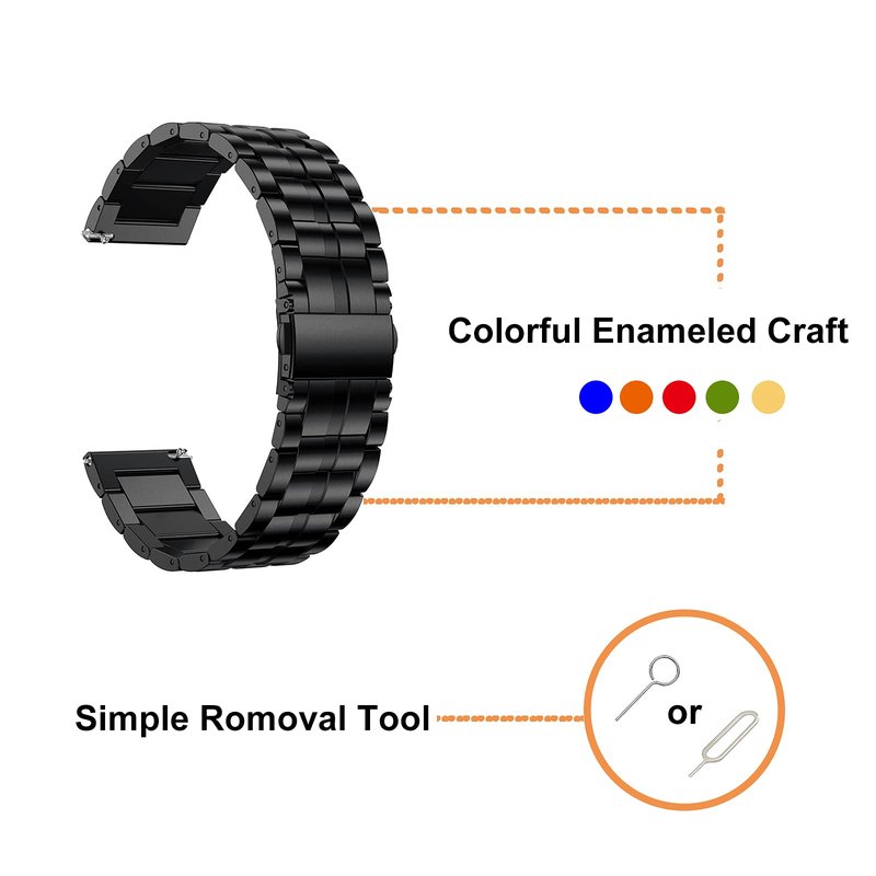 YEEJOK Vivoactive 4S Band Metal, Venu 3S/2S Bands, Compatible for Fossil Watch Bands 18mm, Enameled Stainless Steel Band Compatible for Fossil Women's Gen 6/5E 42mm Smart Watch Strap Replacement