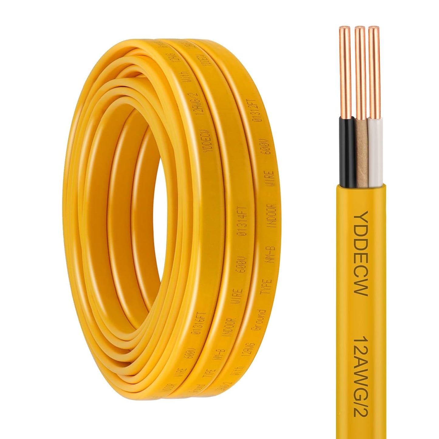 14 Gauge NM-B Wire with Ground - 50FT Pure Copper Indoor Electrical Cable for Outlets & Switches