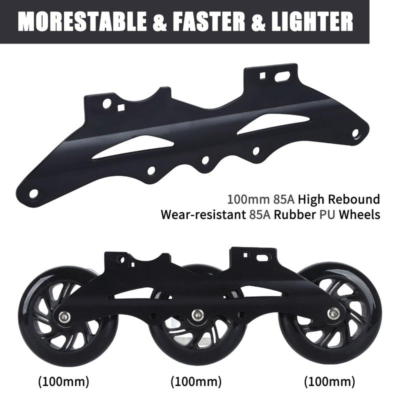 VEZLOPUS Inline Skates, 3 Wheels 100mm | 4 Sizes Adjustable Inline Speed Skates for Kids, Teens, Adults, Men, Women - Professional Outdoor Fitness Performance Inline Skates (BlackGrey M)