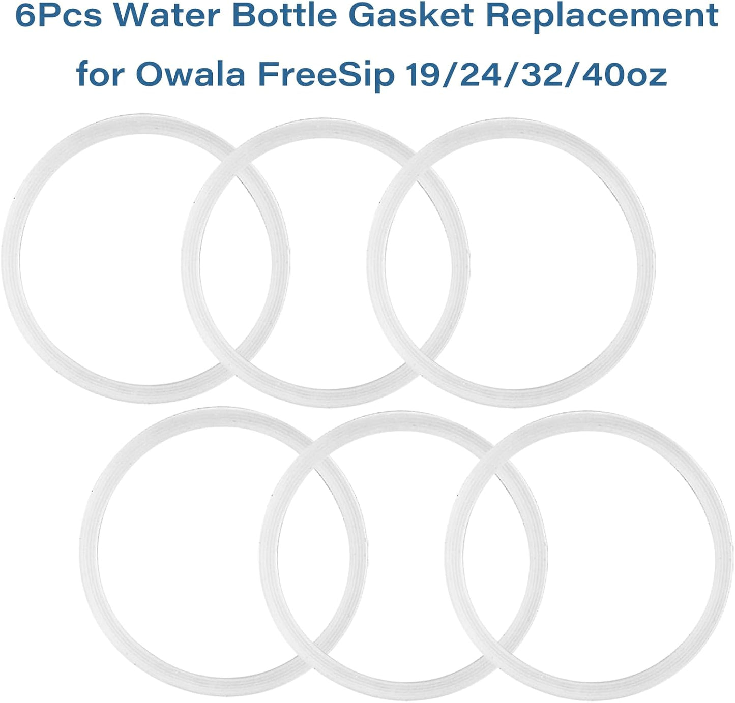 Owala | 6-Pack Water Bottle Gasket Replacement | Silicone Lid Seal O-Rings for 19/24/32/40oz Cups - Clear