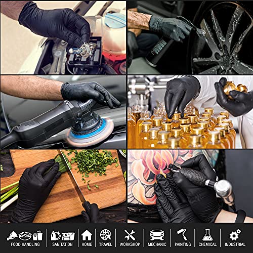 Dura-Gold Heavy Duty Black Nitrile Disposable Gloves, 6 Mil - Latex Free, Powder Free, Textured Grip