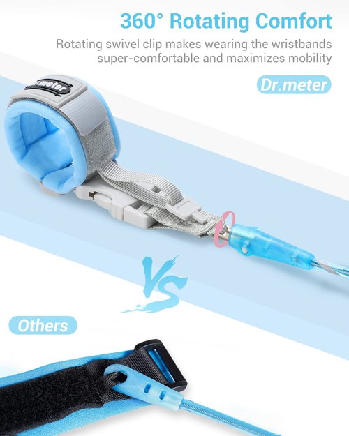 Dr.meter Anti-Lost Wrist Link - 2-in-1 Safety Wristband Leash for Toddlers | 6.56ft Dual Length Harness for Travel