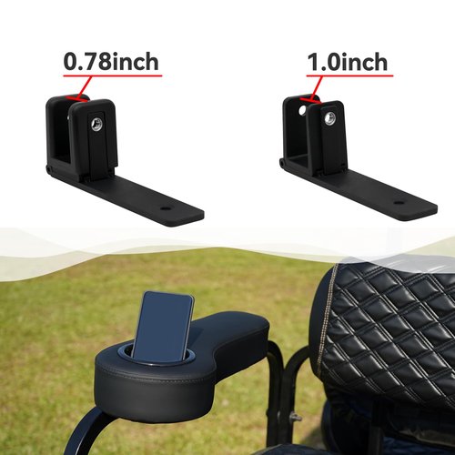 HANGKUNNEE Golf Cart Armrest for Golf Cart Rear Seat kit, Arm Rest with Cup Holder for Club Car EzGo Yamaha No Drilling Required Kits,Golf Cart Flip Hinge Armrest - Fit 0.78" and 1" Square Tube Frame