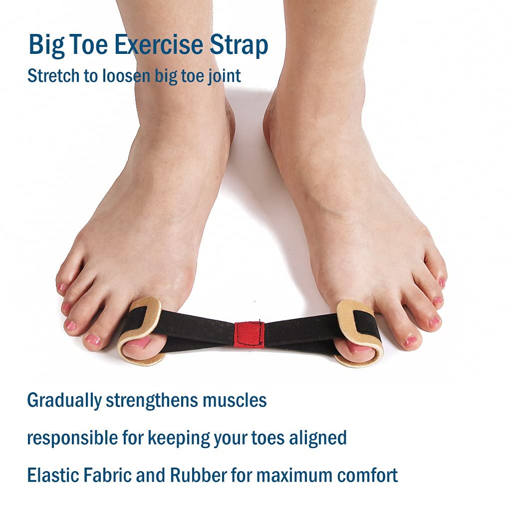 Toe Corrector Toe Separator Bunion Splint 【Updated Version】 Hallux Valgus Big Toes Corrector Set Bunion Brace Bunion Exercise Strap Orthopedic Kit Pain Relief (Blue, free)