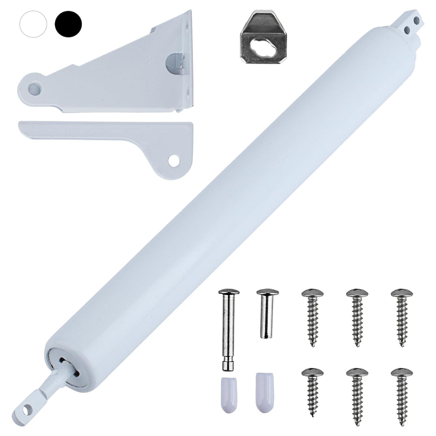 Storm Door Closer,1 Set Screen Door Closer,Pneumatic Door Bracket, Window Closer Safety Closure with Hold Open for Storm(White)