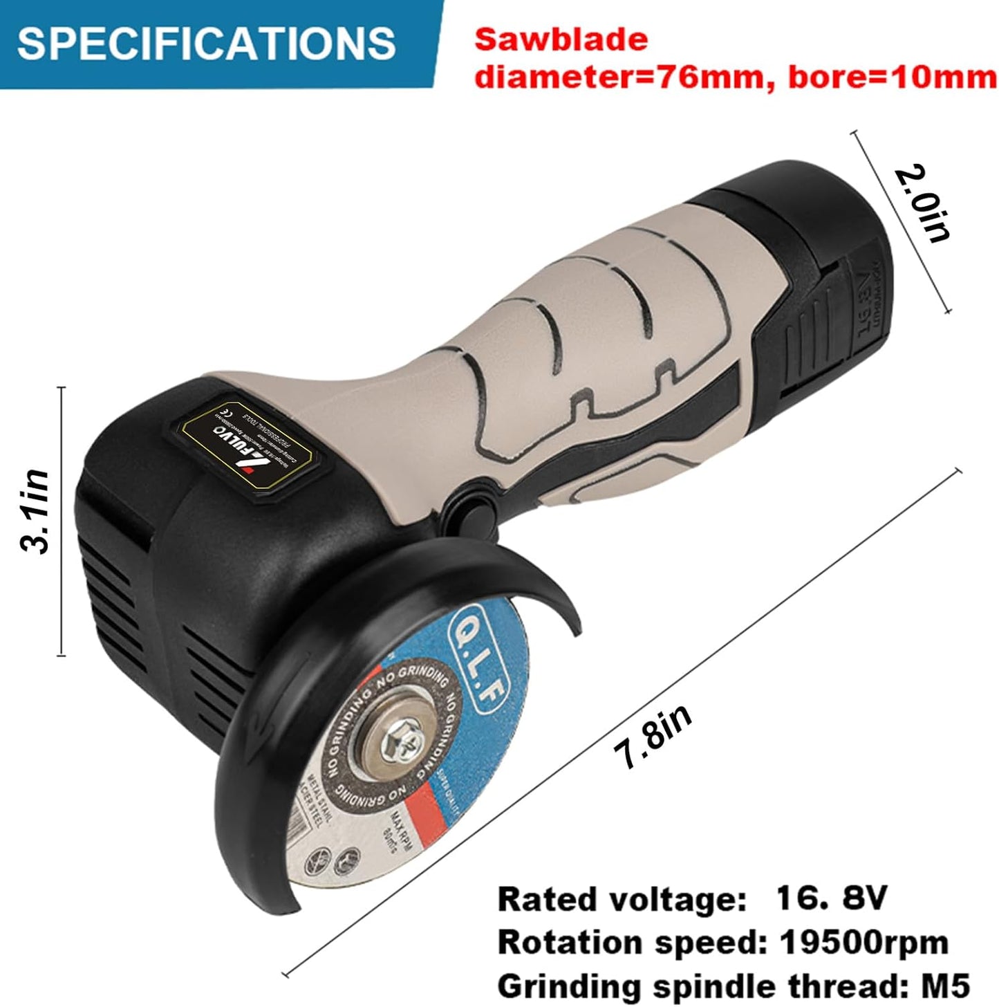 Mini Cordless Angle Grinder Kit - 19500 RPM Electric Tool with 2 Batteries & 5 Cutting Discs for Metal & Wood