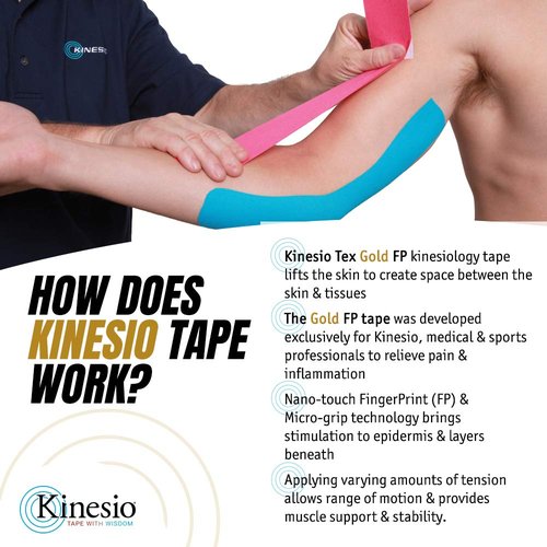 Kinesio 8749 Taping Elastic Therapeutic Athletic Tape, Tex Gold FP, Bulk Roll, Red, 2", 103'
