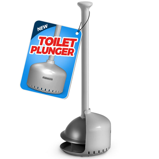 FORASTO Toilet Plunger with Holder,Plungers for Bathroom with Holder,Plunger with Cover,Bathroom Decor,Bathroom Accessories,Toilet Bowl Cleaners,Dark Grey