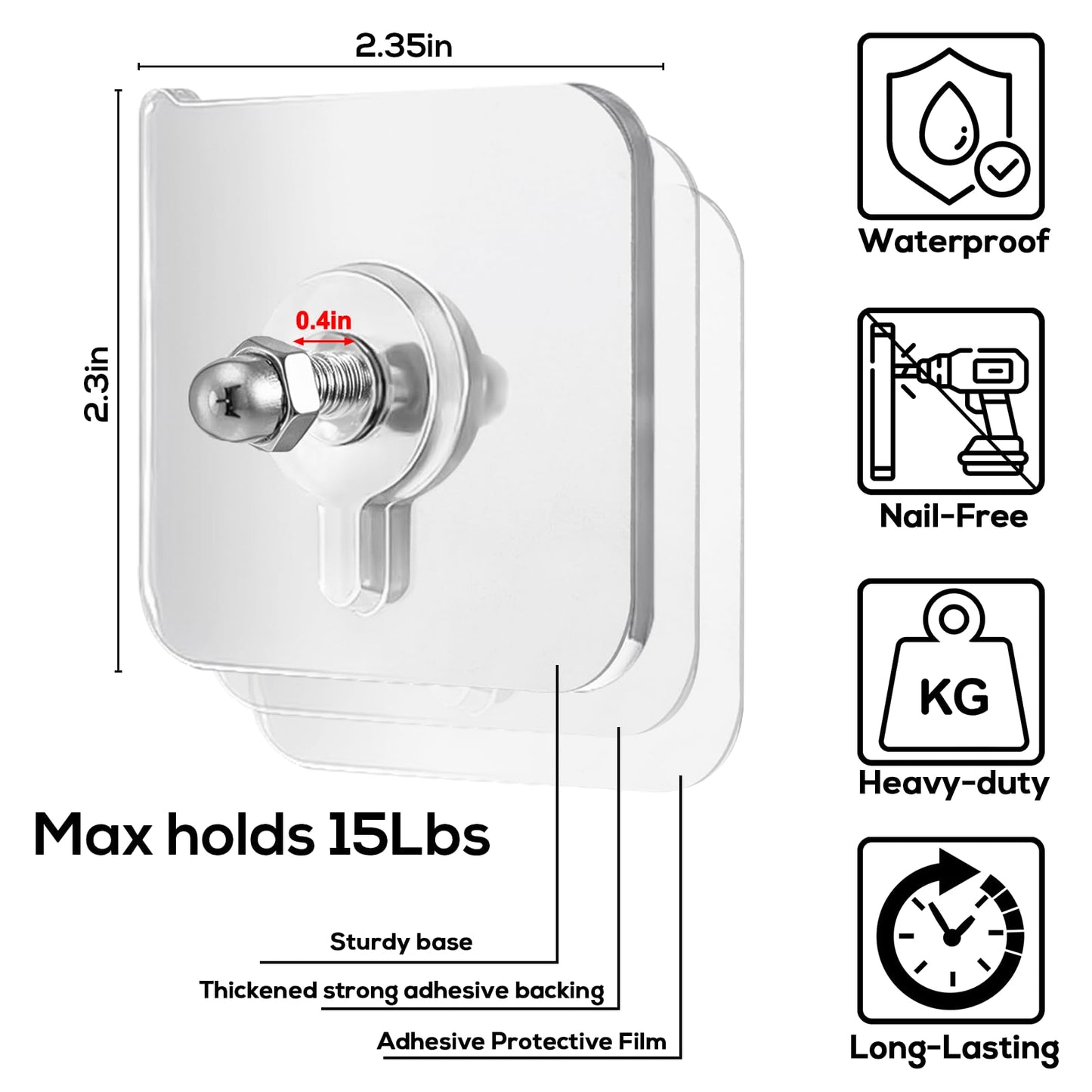 AIERSA Wall Hangers Without Nails,20 Pcs Picture Hangers Without Nails,Hang Pictures Frame On Wall No Nails,Nail Free Stickers for Walls,Drill Free Adhesive Hooks,Adhesive Screwless Screws(10mm)