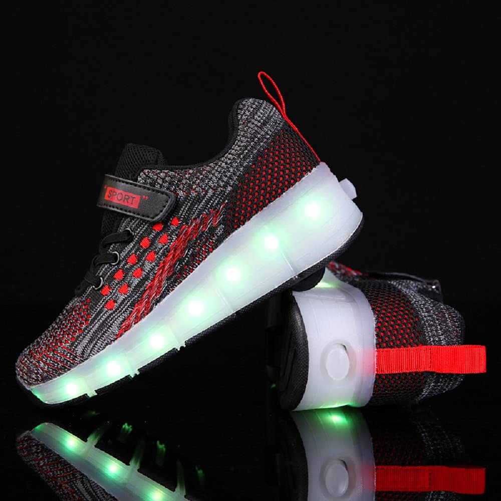SDSPEED 7 Colors LED Rechargeable Kids Roller Skate Shoes with Single Wheel Shoes Sport Sneaker