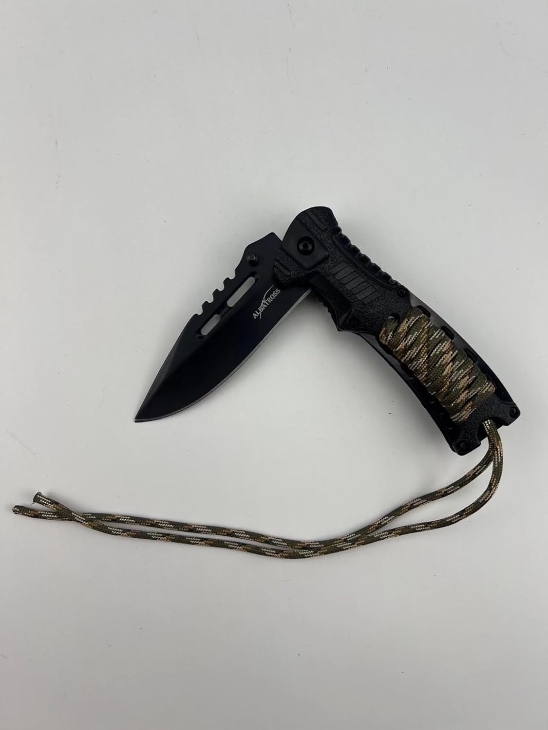 ALBATROSS Camping Pocket Knife - 3.5" Black Blade, 4.75" Handle, Built-in Fire Starter & Whistle | EDC Tool (Green)