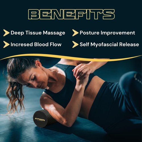Fitizen Foam Roller - Deep Tissue Muscle Massage for Pain Relief | Ideal for Home Gym & Yoga