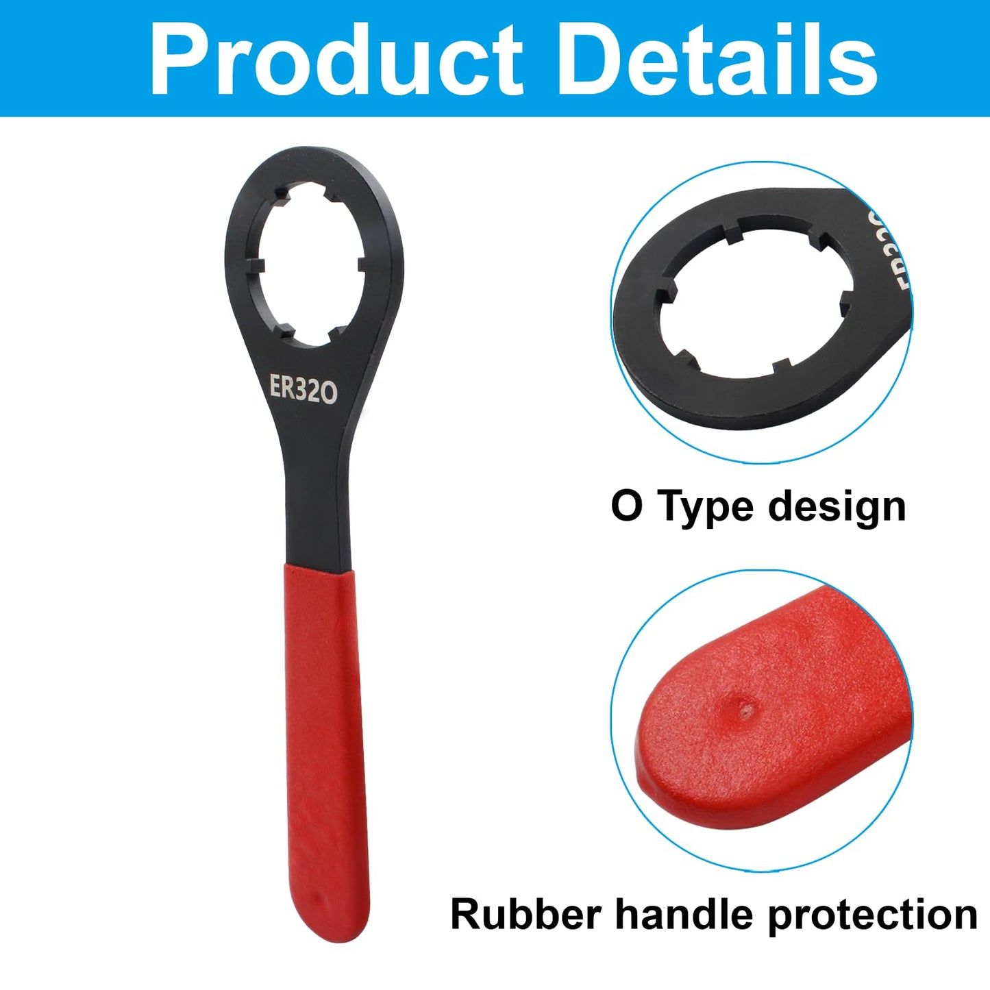 Moicstiy O-Type Wrench Spanner for ER32 Collet Chuck Clamping Nut with Red Non-slip Handle