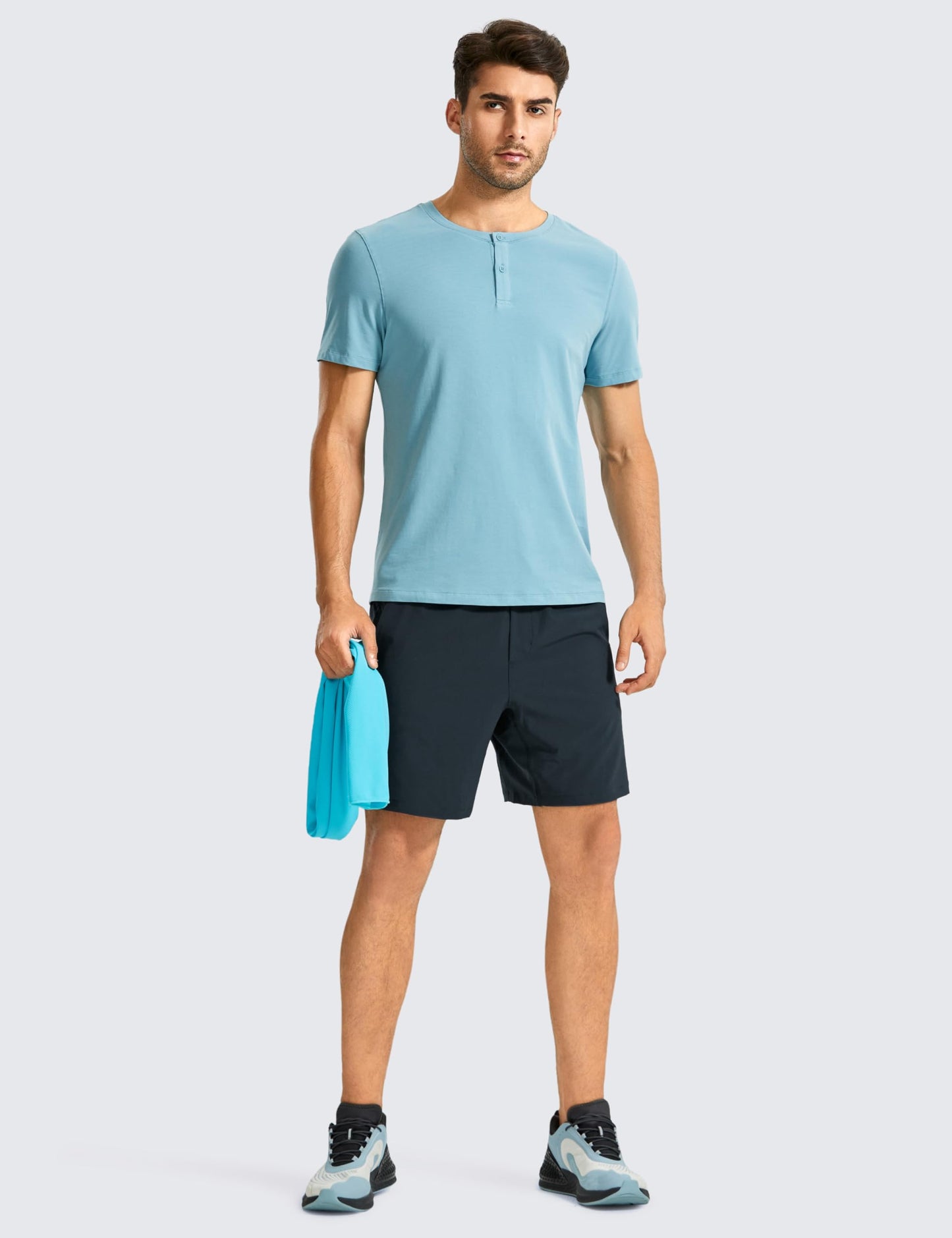 CRZ YOGA Men's Linerless Workout Shorts - 7'' Quick Dry for Running Sports Athletic Gym with Pockets True Navy Large