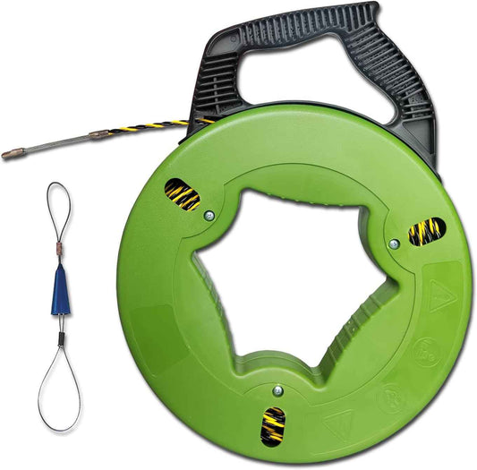165ft Fish Tape Wire Puller - 1/6-Inch Electrical Fish Tape with Guide Spring & Ergonomic Handle