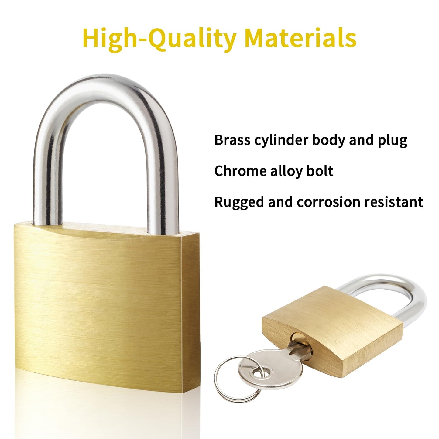 Lockwise 4pcs Small Lock, Solid Brass Keyed Padlock with Key, Locks with 12 Same Keys, Gym Locker Lock with Key, Storage Pad Locks for Locker Gym Gate Outdoor Indoor Use (Light-Duty)