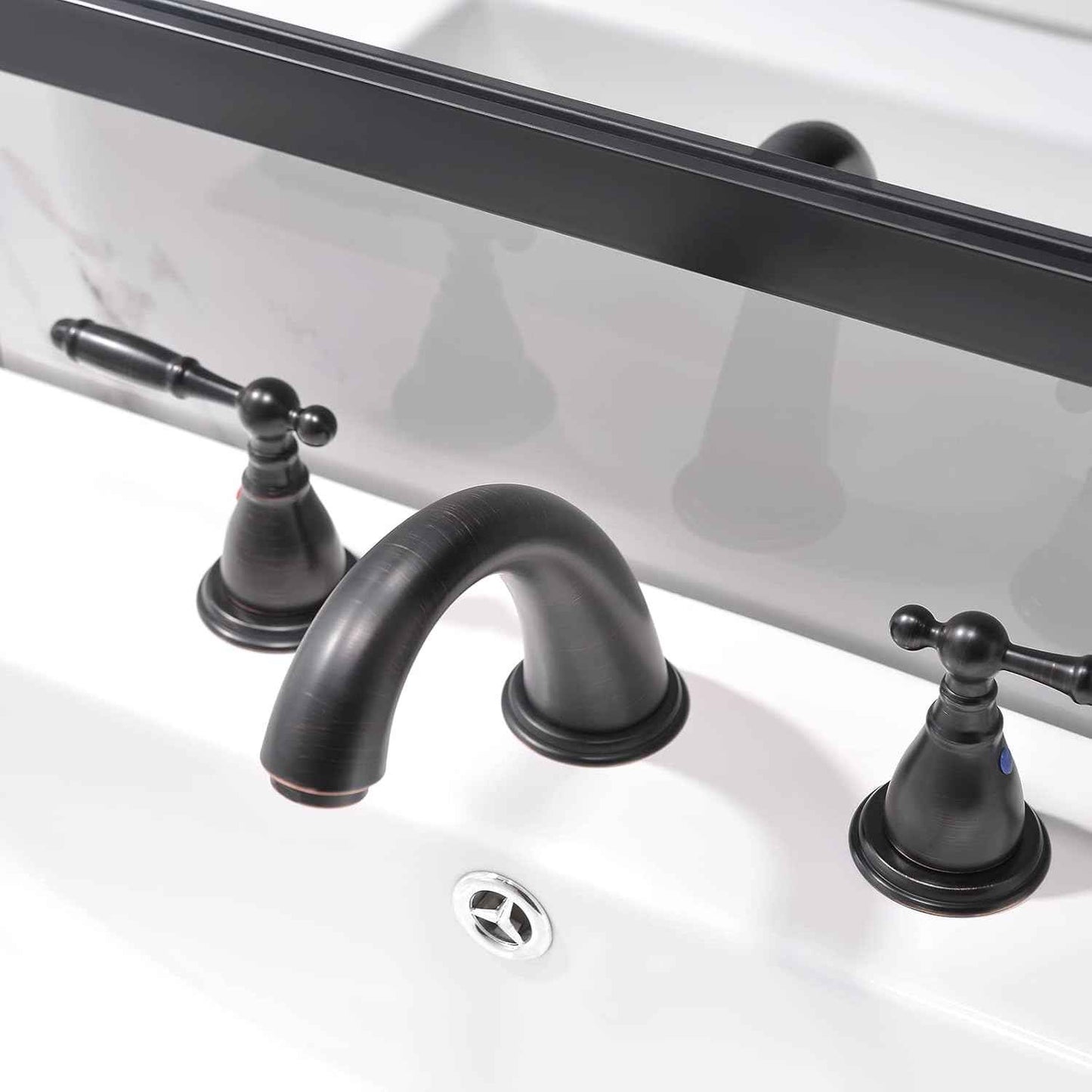 Phiestina 8-Inch Widespread Bathroom Faucet - Chrome, Lead-Free, Metal Pop-Up Drain, Model WF008-4-C