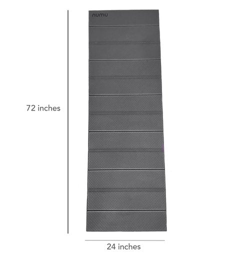 Numu Foldable Yoga Mat with Yoga Carrying Strap - Nonslip, Lightweight, and Portable 1/4” Inch Thick Workout Exercise Mat - Perfect for Easy Storage and Travel (Dark Gray)