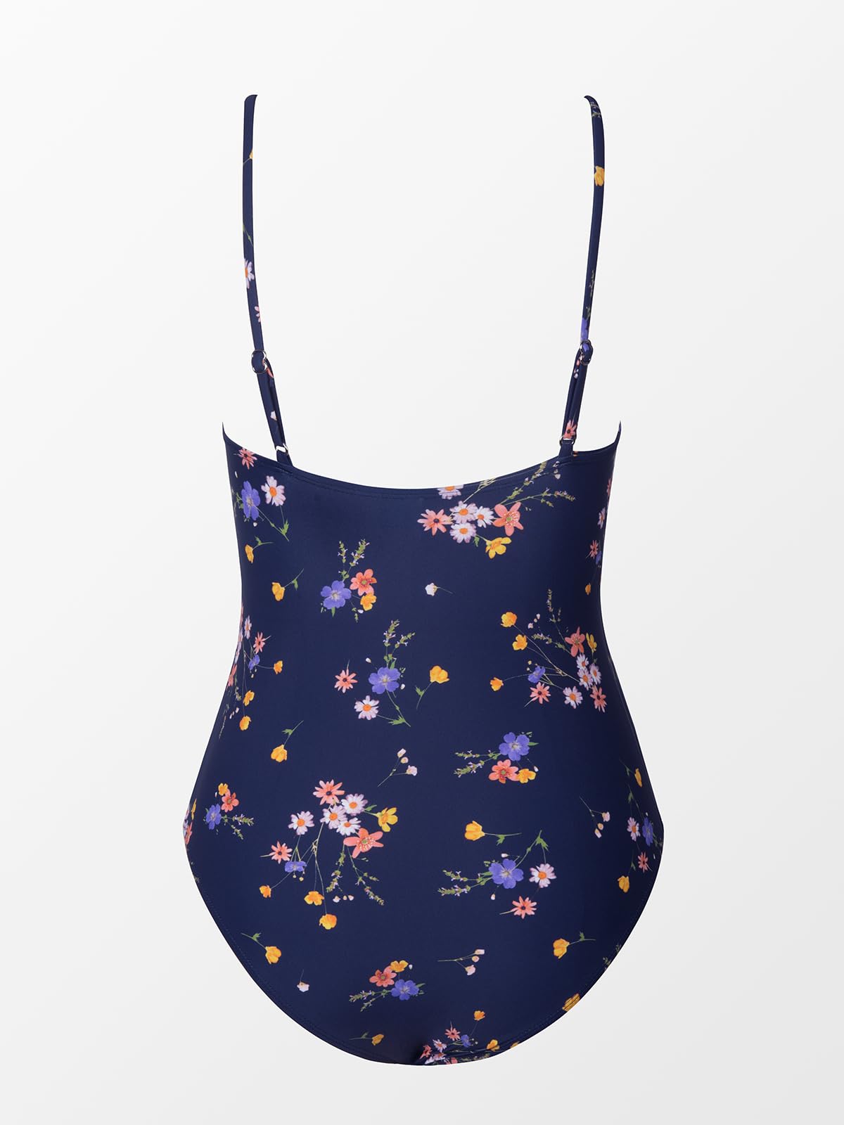 CUPSHE Women One Piece Swimsuit Deep V Neck Tummy Control Low Back XL Navy Floral