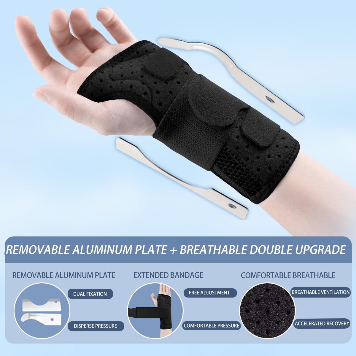 Carpal Tunnel Wrist Brace Night Support with Splints Left Hand, Hand Brace for Arthritis, Tendonitis, Sprain, Injuries, Wrist Pain Relief, Wrist Immobilizer Adjustable Straps and Breathable for Women and Men