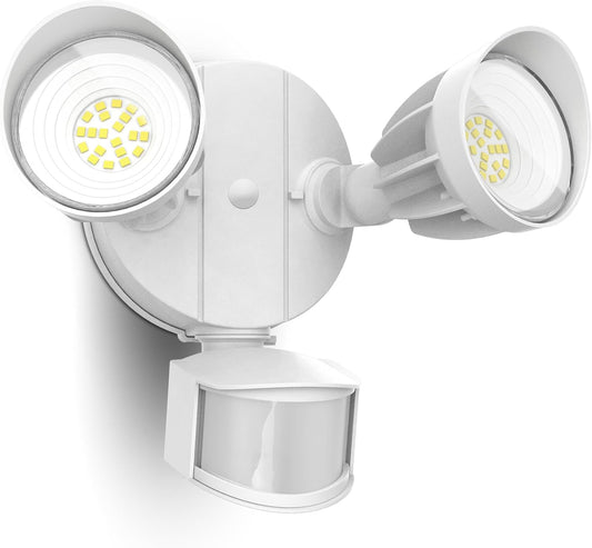 27W LED Motion Sensor Security Light - 3000LM Dusk to Dawn Outdoor Floodlight, IP65 Waterproof, 2-Head Design for Garage & Yard (Black)