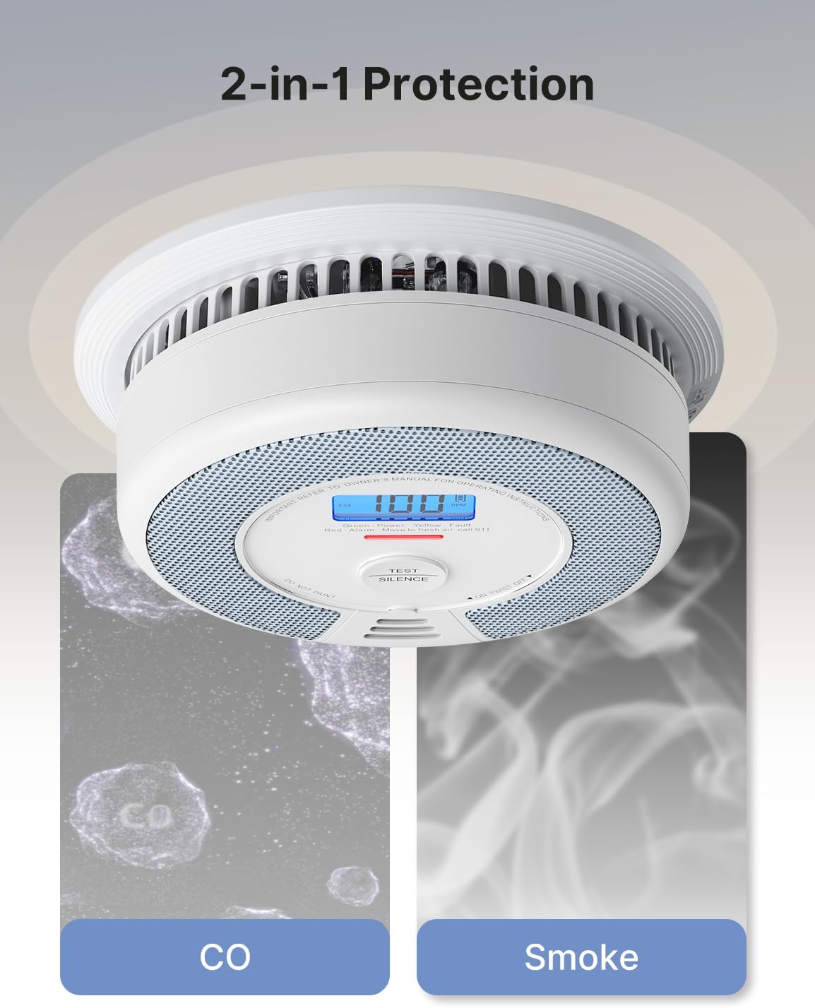 X-Sense XP0H-SN Smoke and Carbon Monoxide Detector Combo - 10-Year Battery, Easy Install