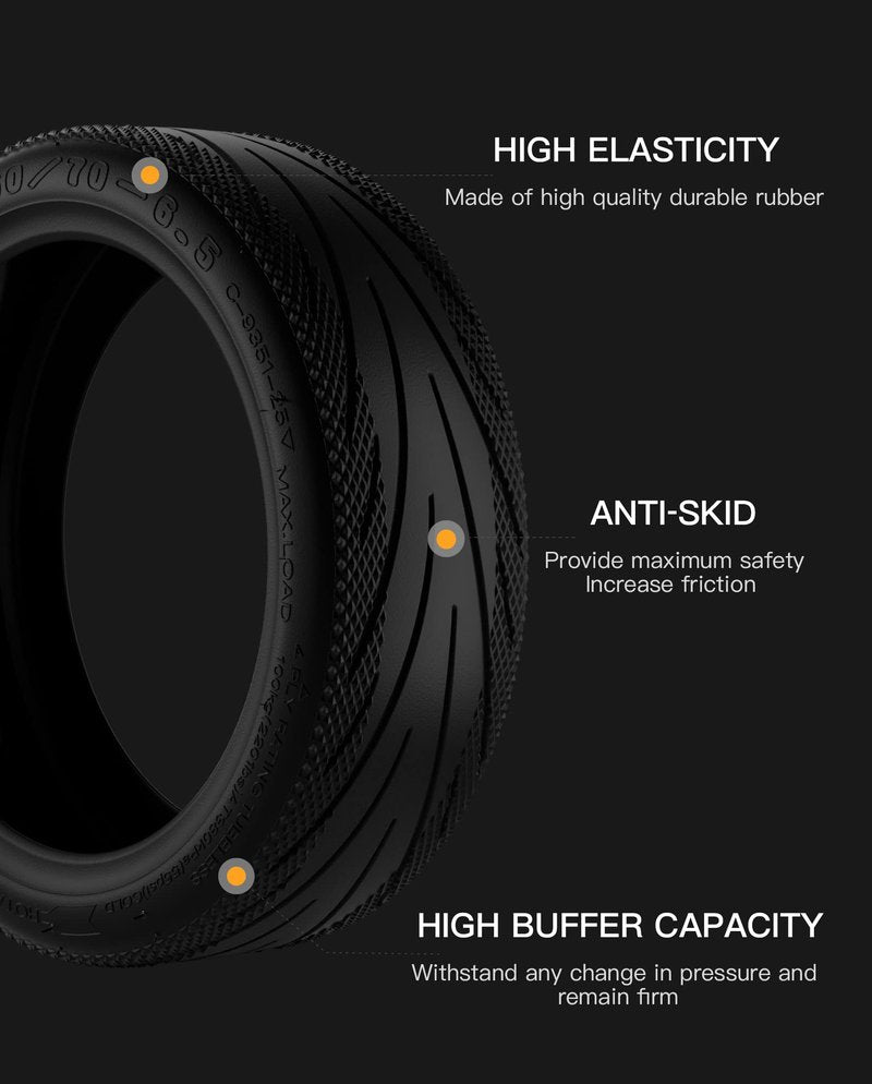 stio Tubeless Front Tire Compatible with Ninebot by Segway Max G30 G30LP KickScooter Rubber Vacuum Outer Tyre 10 Inch Non-Slip Max G30 Front Rear Tire 60/70-6.5 Kick Scooter Original Accessories
