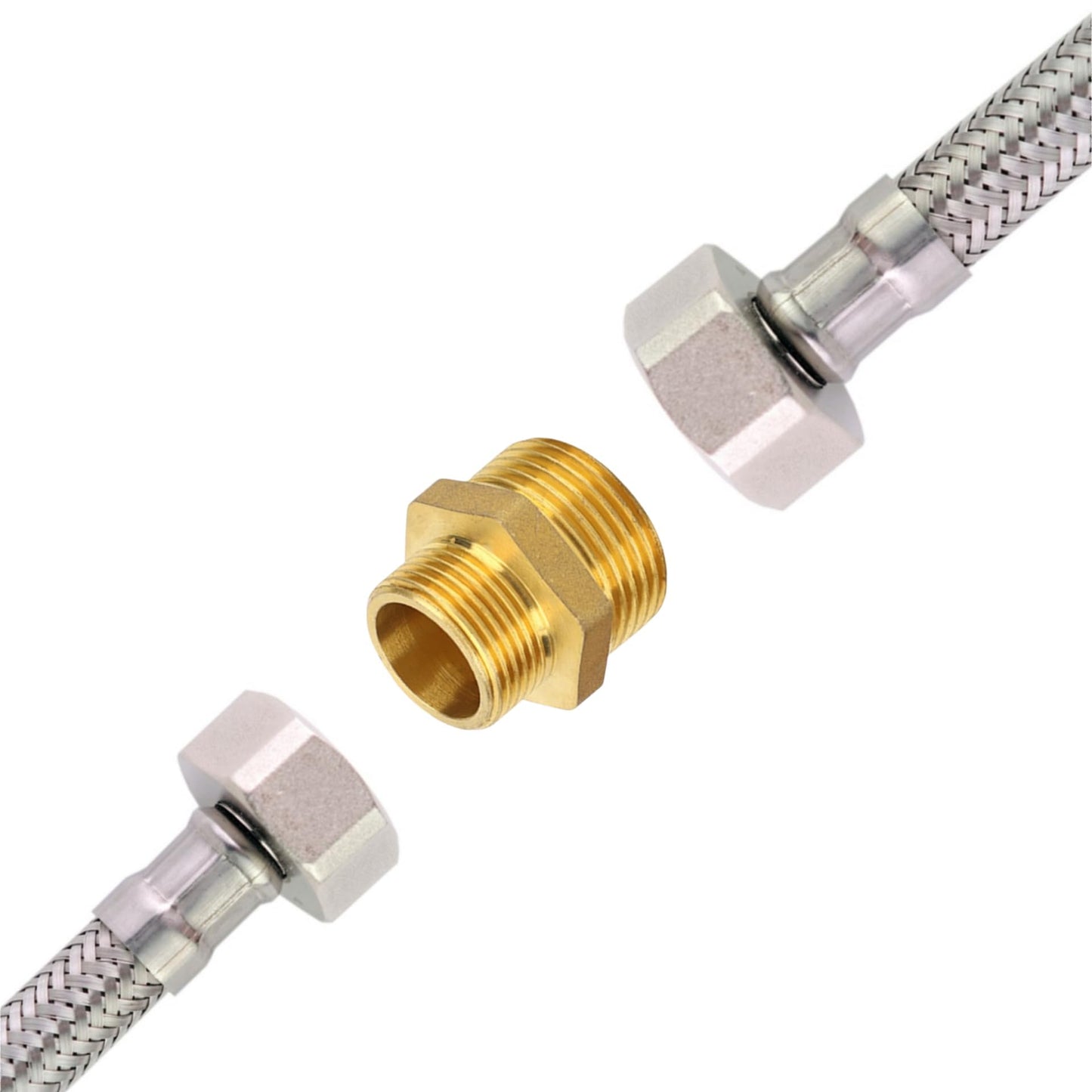 3pcs 3/4'' NPT x 1/2'' NPT Brass Hex Nipple,Brass Reducer 3/4 to 1/2 Adapter Pipe Fitting Reducing Solid Hex Nipple,3/4 male to 1/2 male Reducer Pipe Fitting for Connect Gas Water Pipe Systems