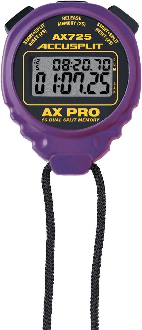 ACCUSPLIT AX725 Dual Line Stopwatch - 16 Memory Function | Stylish Purple Design