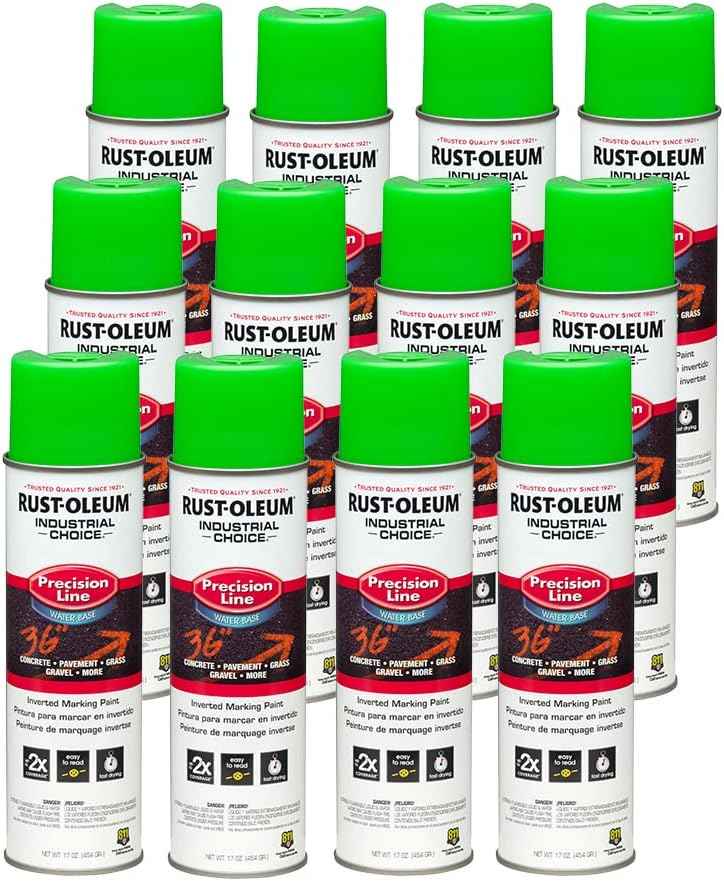Fluorescent Orange Marking Spray Paint - Rust-Oleum 12 Pack, 17 Oz Inverted Solvent-Based