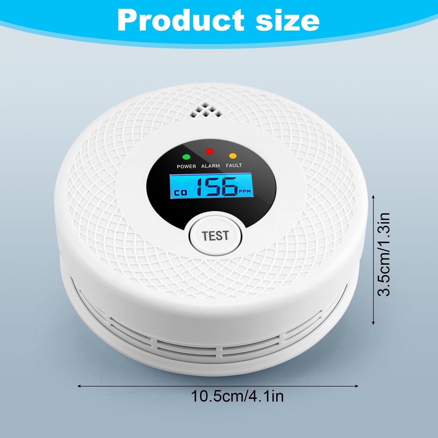 1 Pack Smoke and Carbon Monoxide Detector with LCD Display, 85dB Alarm, Test Button, LED Indicators, Battery-Operated Fire Alarm Smoke Detector for Home, Kitchen, Bedroom, Office