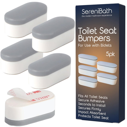 Toilet Seat Bumpers for Use with Bidet - Stops Sliding & Wobbling - Distributes Weight Evenly to Prevent Damage to Seat or Bowl - Premium Adhesive Pads - 5pk