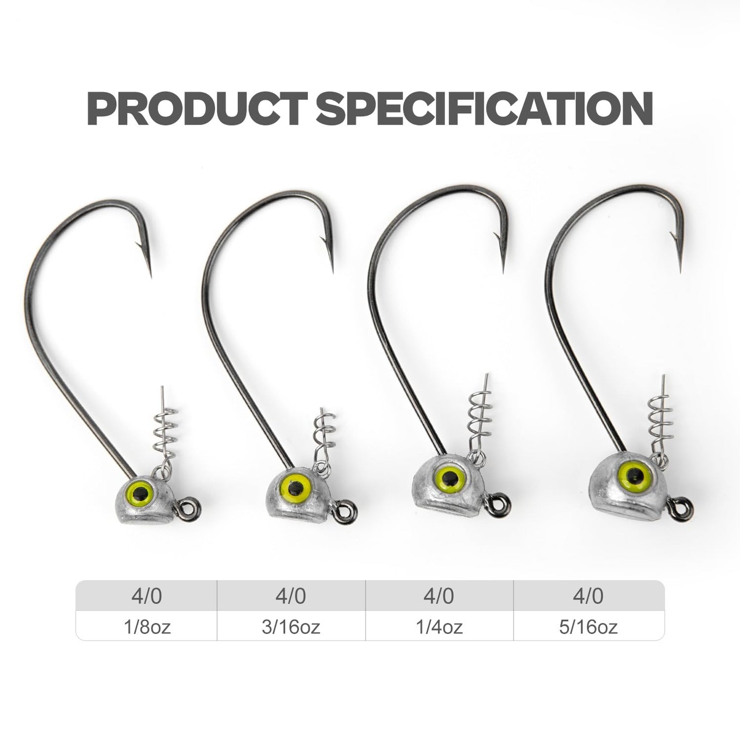 Shaky Head Jigs, Fisheye Stand-up Style Weedless Fishing Jig Heads for Bass (15-Pack) Assorted
