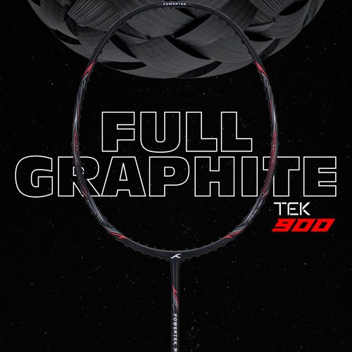 Hundred POWERTEK 900 Badminton Racquet with Cover (Black/RED, Grip Size: 3 1/4 inches) | Strung | Material: Full Graphite | for Intermediate Player | 84 Grams | Maximum String Tension: 26lbs