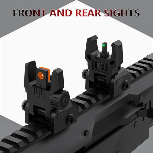 Fiber Optic Sights - Flip Up Front & Rear with Green/Red Dots | Tool-Free Adjustment