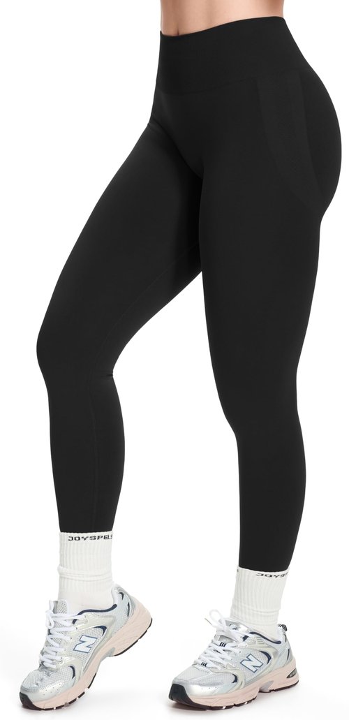JOYSPELS SEAMX Butt Lifting Leggings for Women Workout Scrunch Gym Leggings Tummy Control High Waist Yoga Pants Seamless Black L