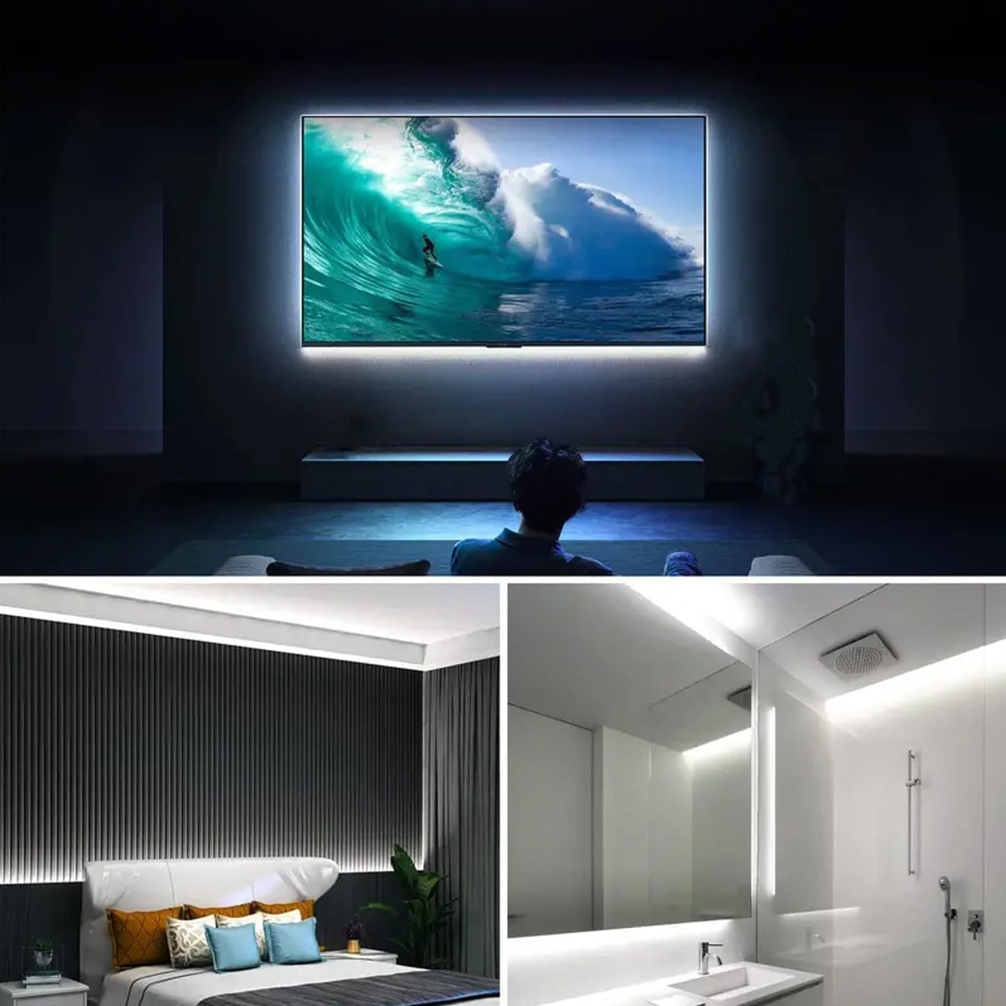 ZSLAIFU A 5V USB LED Light Strip, COB LED Strip Lights, White 5V LED Lights, Small LED Strip Light, TV Lights for TV Under Cabinet Kitchen Living Room Shelving or Displays (White, 3.28FT x2)