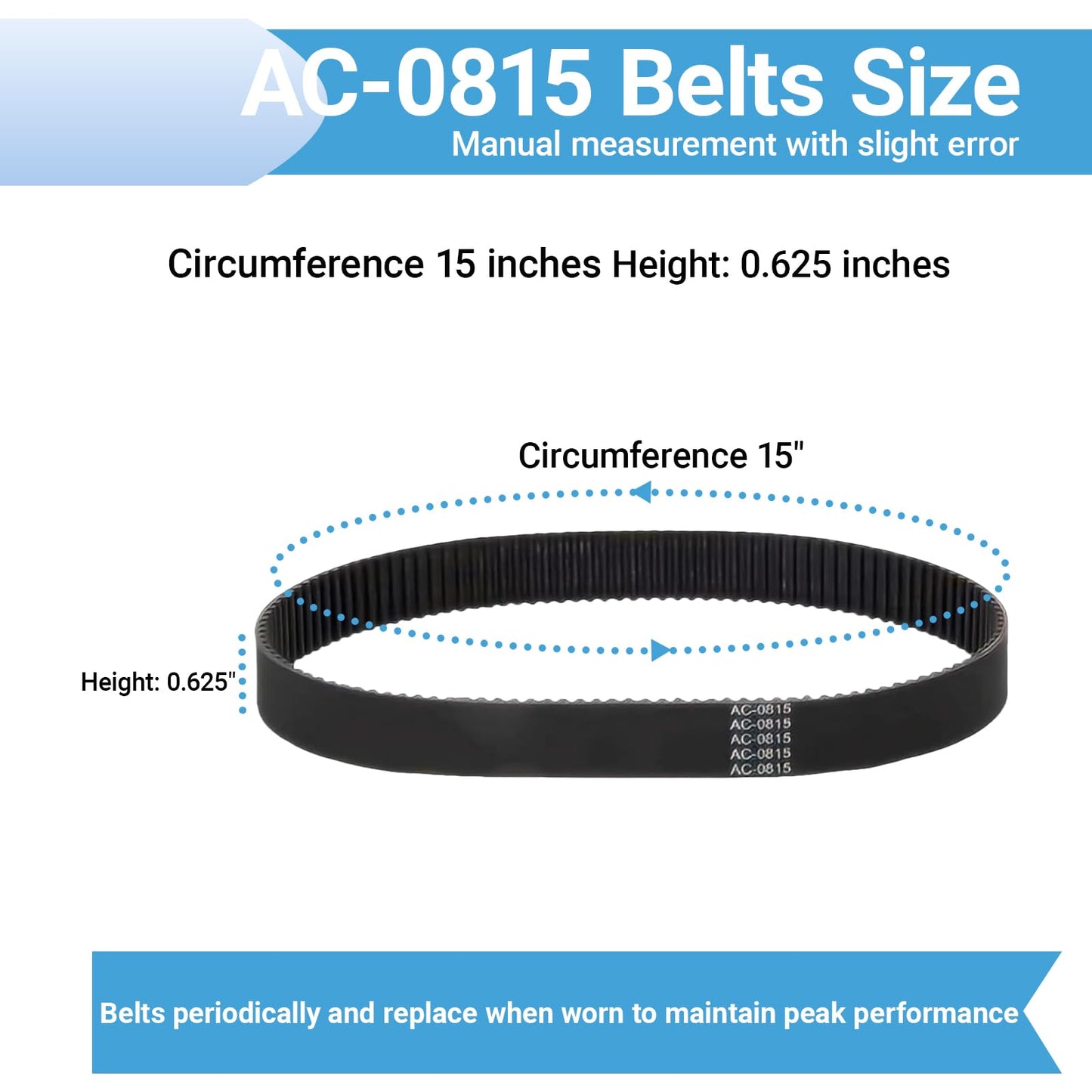 (2-Pack) AC-0815 Air Compressor Timing Belt– Replacement Belt for Craftsman, PORTER CABLE, DEWALT, Black & Decker, Delta, Bostitch – Fits Models CF2600, D55141, CP503 – Replaces CAC-1311, CAC-1342